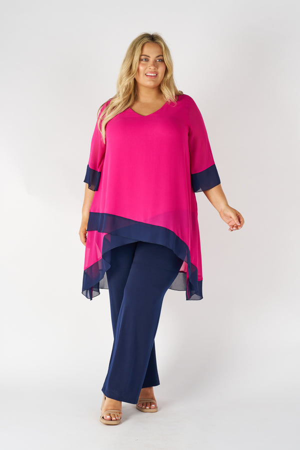 RTM3112-Chiffon Contrast Top