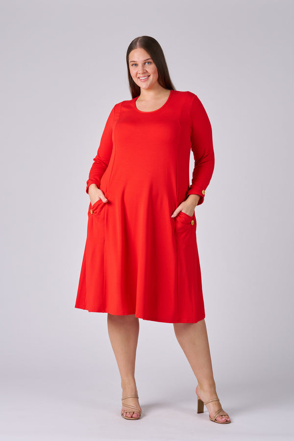 RTM9553A-Cowl Pocket Jumper Dress